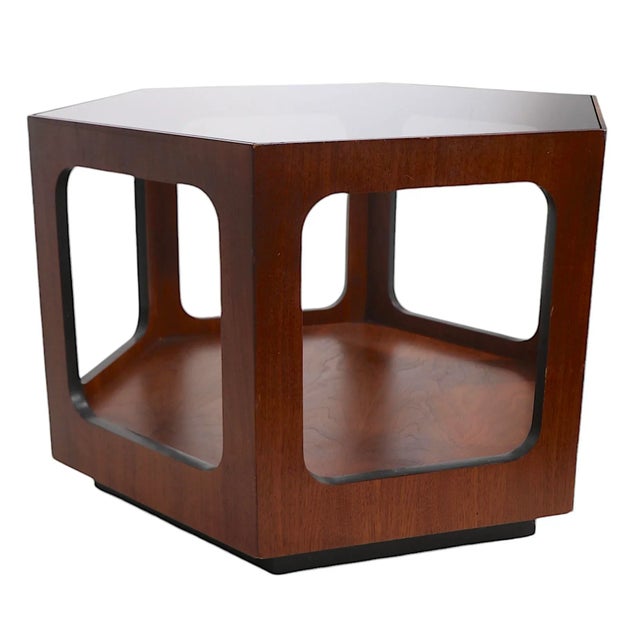 Chic architectural Mid Century side, or end table, by the Lane Furniture Company circa 1950/60's. The table features a...