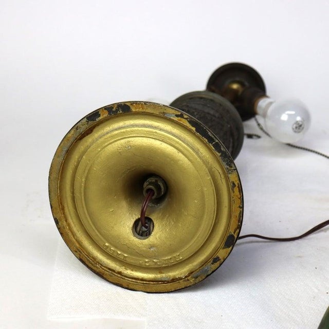 Oversized Antique Jefferson School Scenic Reverse Painted Table Lamp C1900 For Sale - Image 9 of 10