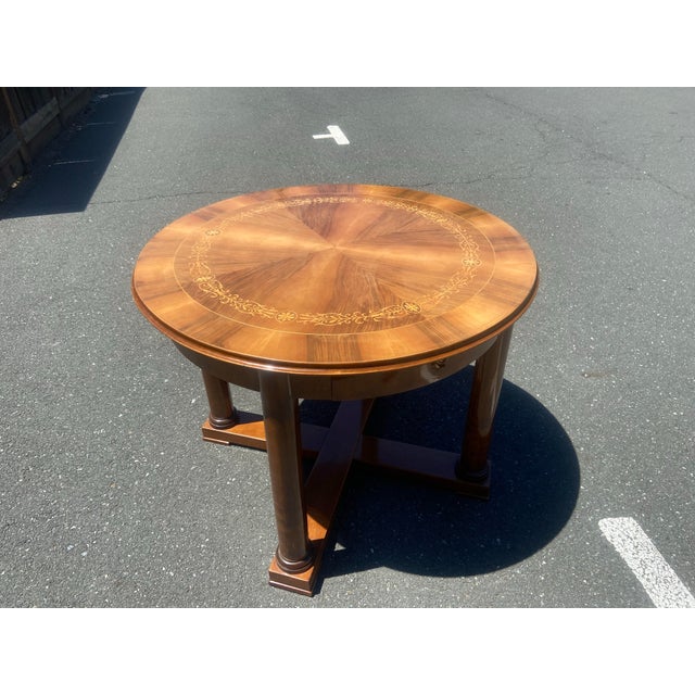 Vintage French Empire Style Round Mahogany Accent Round Table For Sale In Sacramento - Image 6 of 12