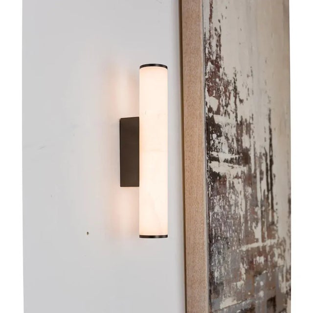 Early 21st Century Small Sarral Alabaster Wall Light from Pure White Lines For Sale - Image 5 of 9