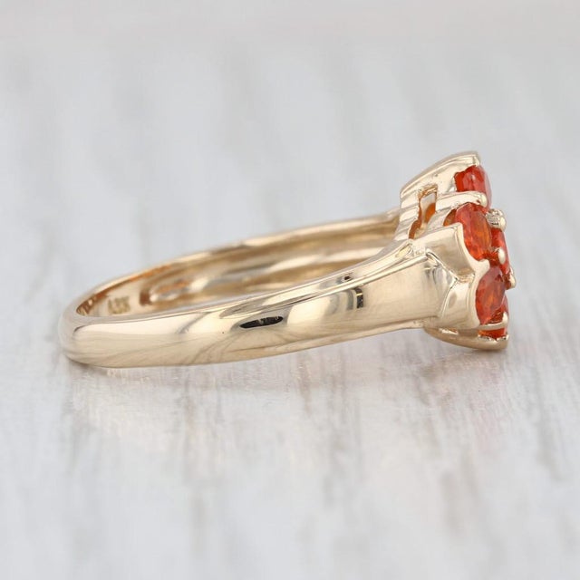 2010s 0.70ctw Fire Opal Cluster Ring 14k Yellow Gold Size 7 For Sale - Image 5 of 8