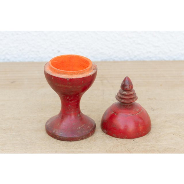 1960s Vintage Indian Turned Wood Lidded Box For Sale - Image 5 of 6