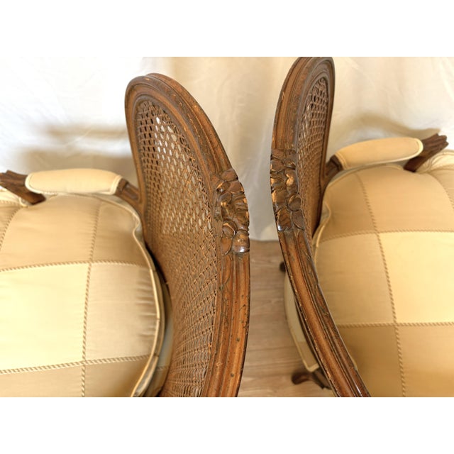 Mid 20th Century Classic French Bergère Chairs With Cane Backs - A Pair For Sale - Image 12 of 18
