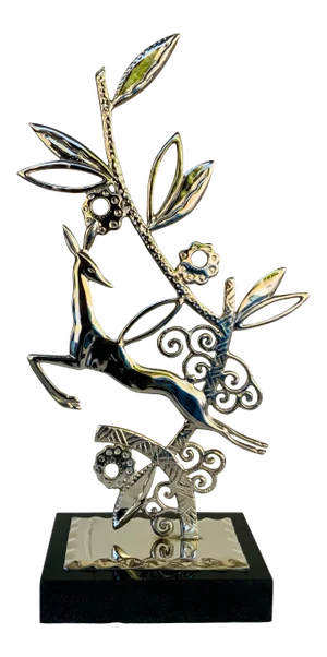 Global Views Art Deco Style Polished Nickel Deer Sculpture