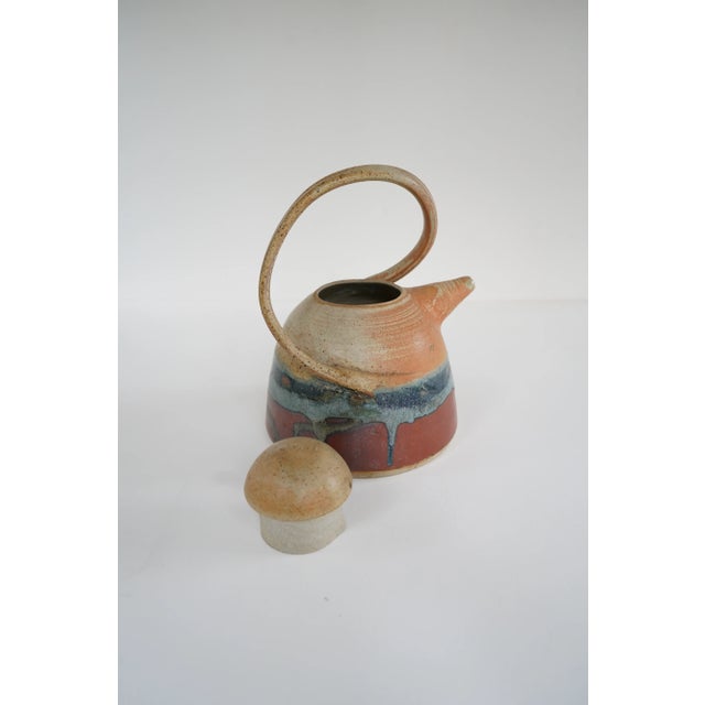 1980s Signed Art Pottery Teapot With Lid For Sale - Image 9 of 13