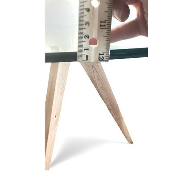 Custom-Made Round Glass Top Kitchen Table With Starburst Sculptural Wood Base (42") For Sale - Image 4 of 8