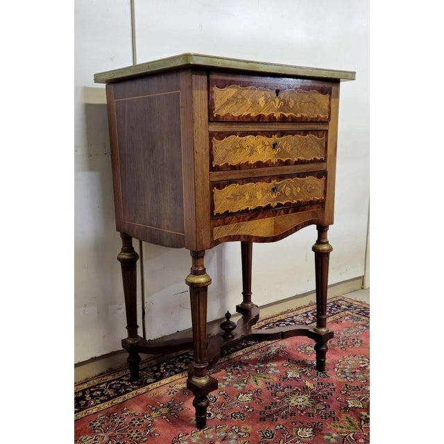 Lady's Commode with Concealed Dressing Table and Floral Marquetry For Sale - Image 4 of 6