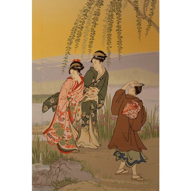 Zuber, Japanese Garden Landscape Scene, 1890s, Paper, Framed For Sale