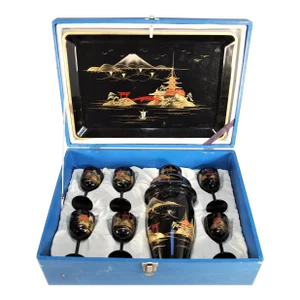 Vintage Japanese Lacquer Cocktail Set 8 Pieces