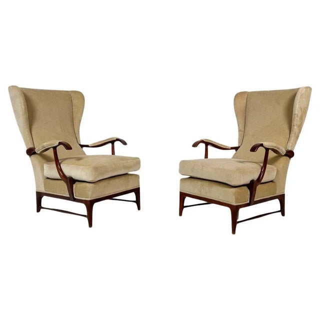 Wood Set of Mid-Century Modern Armchairs attribuited to Paolo Buffa, 1950s For Sale - Image 7 of 7