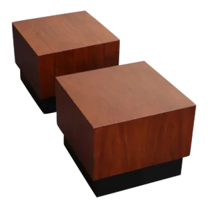 Pair of Midcentury Walnut Plinth Base Side Tables Attributed to Adrian Pearsall