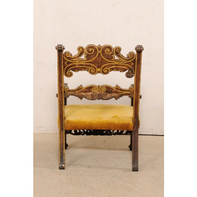18th Century Vintage Italian Period Baroque Armchair with Carved Details For Sale - Image 9 of 12
