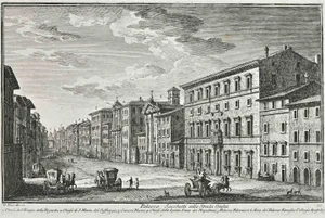 After Giuseppe Vasi, Palazzo Sacchetti sulla Strada Giulia, Etching, 18th Century