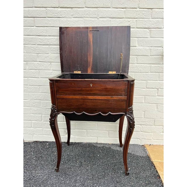 Antique Rococo Style Sewing Quilting Box Table With Lift Top Well made, sturdy and strong The rosewood has a wonderful...