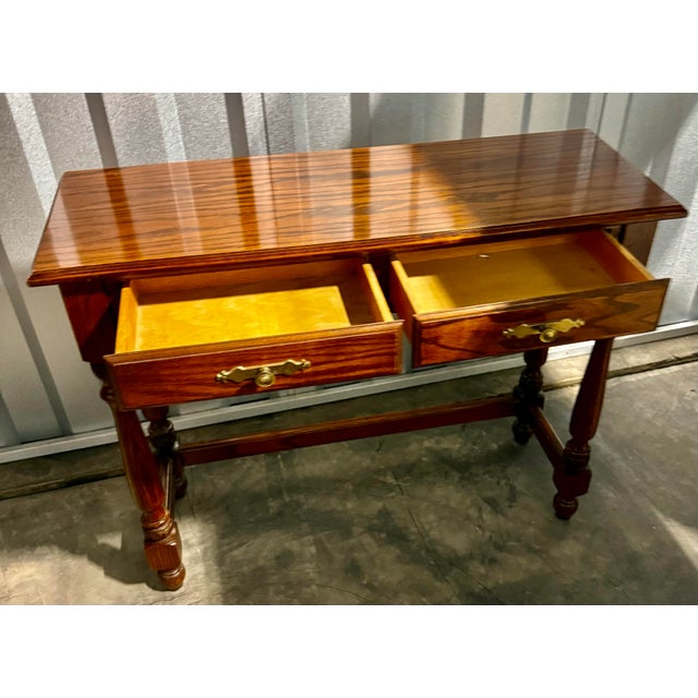 Mid 20th Century Mid 20th Century Traditional Oak Console Table For Sale - Image 5 of 12
