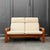 Product: two-seater sofa. Style: mid-century (1960s/1970s). Material: solid teak, light woven upholstery. Features:...