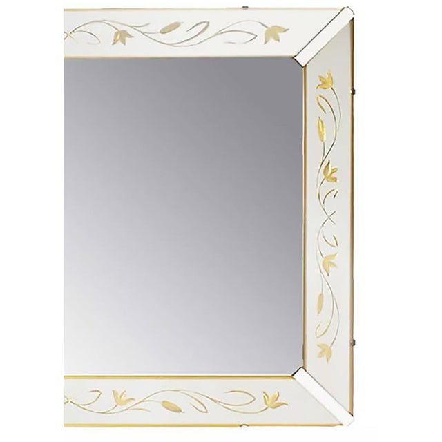 1940s Etched and Reverse Gilt Mirrored Frame Art Deco Mirror With Foliate Detail For Sale - Image 5 of 6