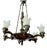 Large Art Deco Sculptural Chandelier in Bronze and Glass, 1930s For Sale