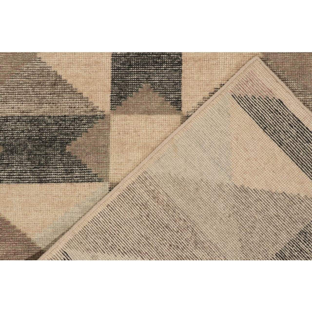 Distressed Style Deco Rug in Beige-Brown, Black Geometric Pattern by Rug & Kilim For Sale In New York - Image 6 of 6