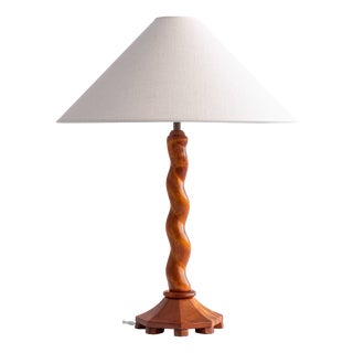 Vintage Scandinavian Hand-Carved Table Lamp, Sweden, 1944 For Sale