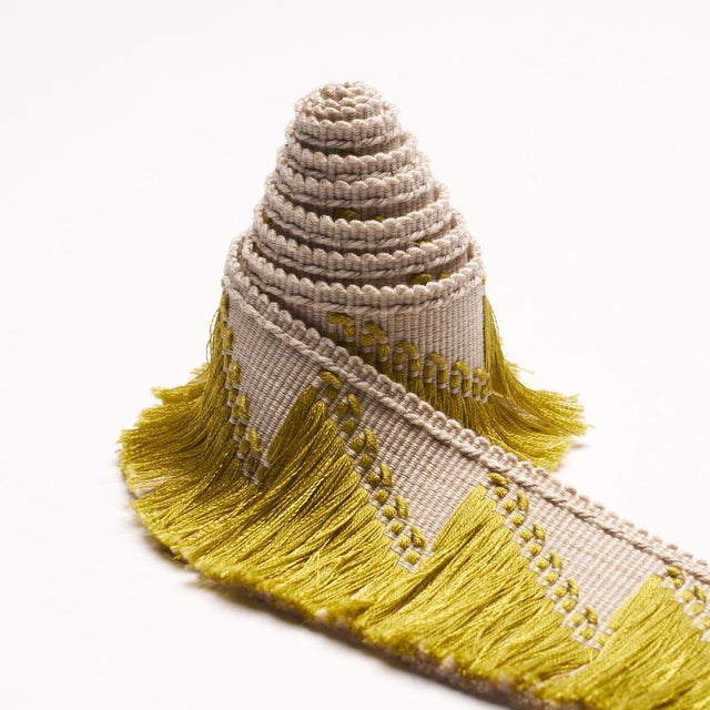 Traditional Schumacher Trace Of Connection Fringe Trim In Chartreuse For Sale - Image 3 of 5