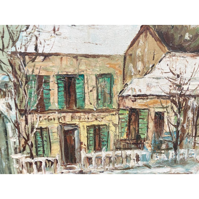 Beautiful vintage impressionist oil on canvas of Le Lapin Agile sous la neige (The Lapin Agile In the Snow). Circa...