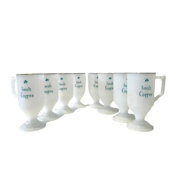 Traditional Early 20th Century Milk Glass Irish Coffee Mugs, Set of 8 For Sale - Image 3 of 12