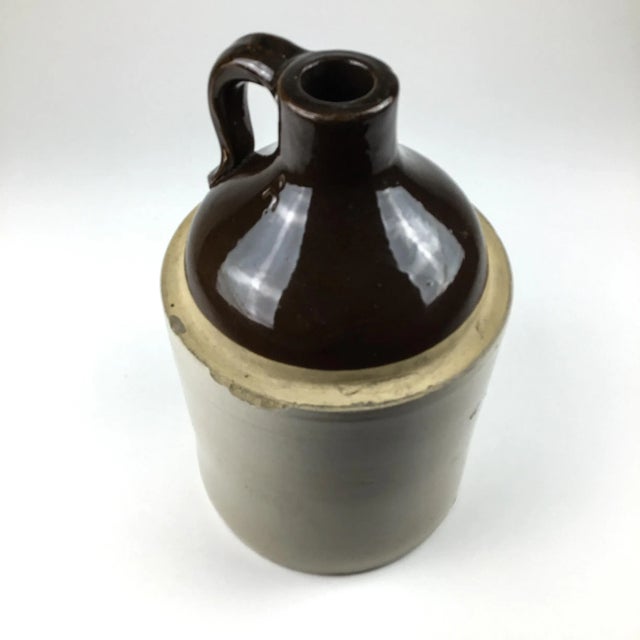1920s Antique Stoneware Salt Glazed Heavy Jug Marked With A For Sale - Image 5 of 12