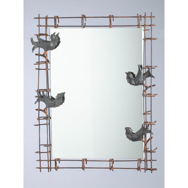 Rectangular Mirror with Wrought Iron Props, 2000s For Sale - Image 13 of 13