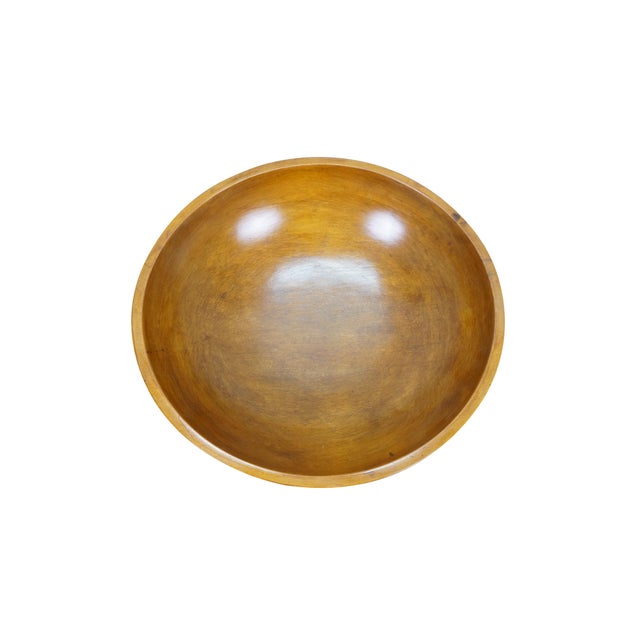 Farmhouse Antique Primitive Turned Maple Wood Farmhouse Dough Mixing Bowl For Sale - Image 3 of 9