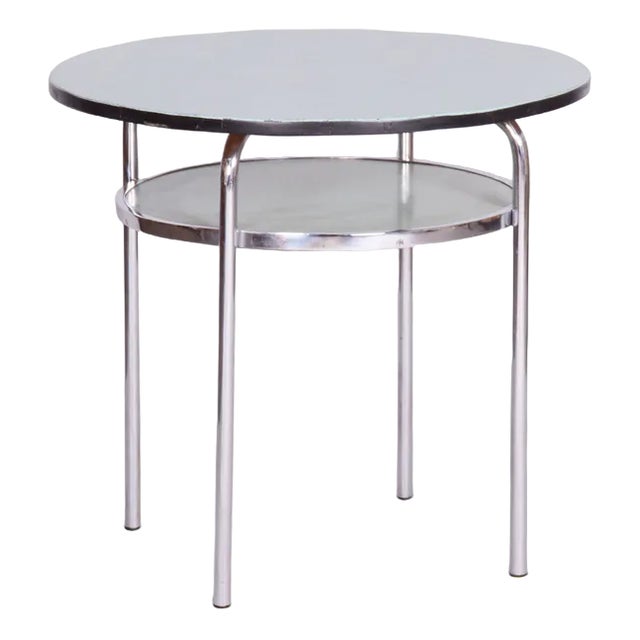 Small Czech Bauhaus Round Side Table in Chrome, 1930s For Sale