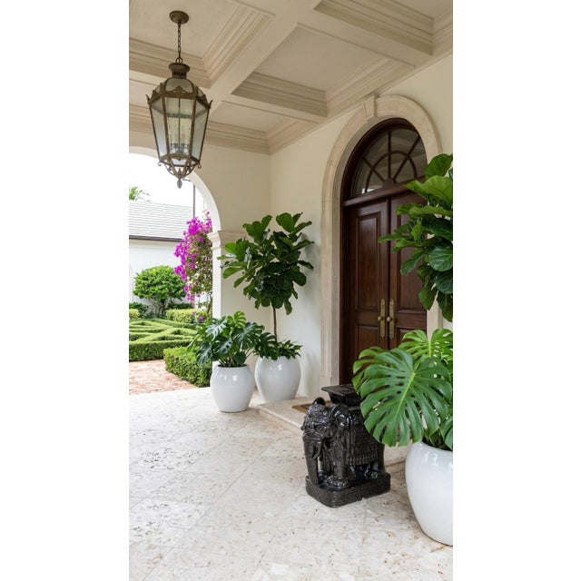 Black Vintage Black Glazed Ceramic Elephant Garden Stool For Sale - Image 8 of 8