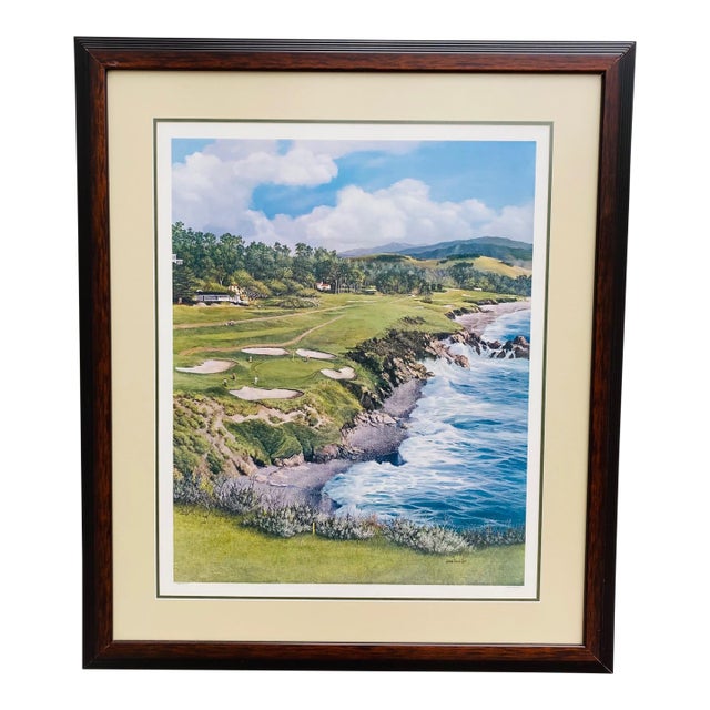 1970s Framed Pebble Beach Lithograph by James Peter Cost For Sale
