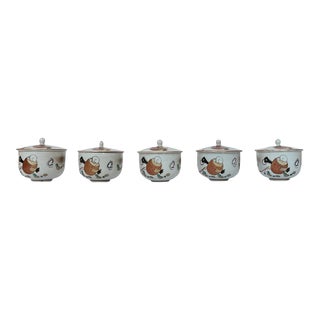 Mid-20th Century “Mouse and Cheese” Japanese Tea Cups - Set of 5 For Sale
