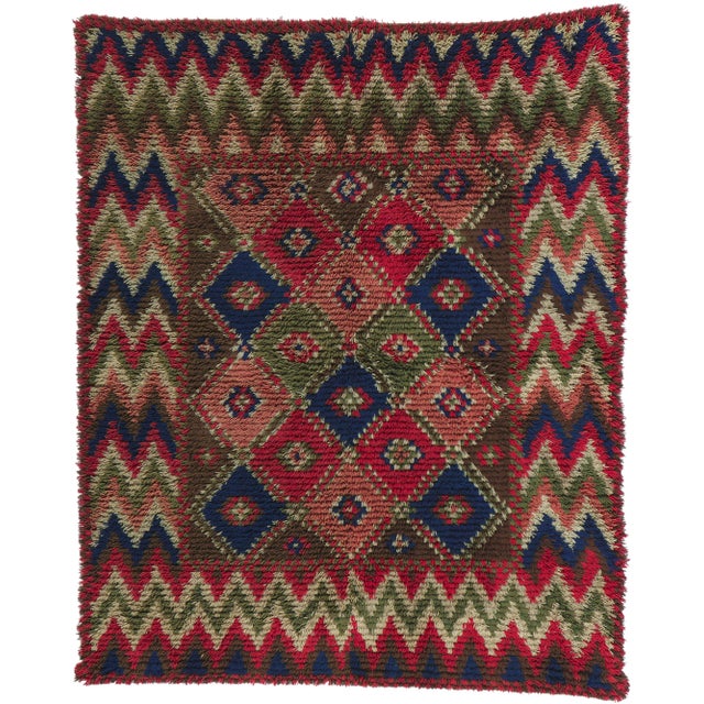 Vintage Finnish Rya Ryijy Rug - 04'07 X 05'09 For Sale - Image 9 of 9