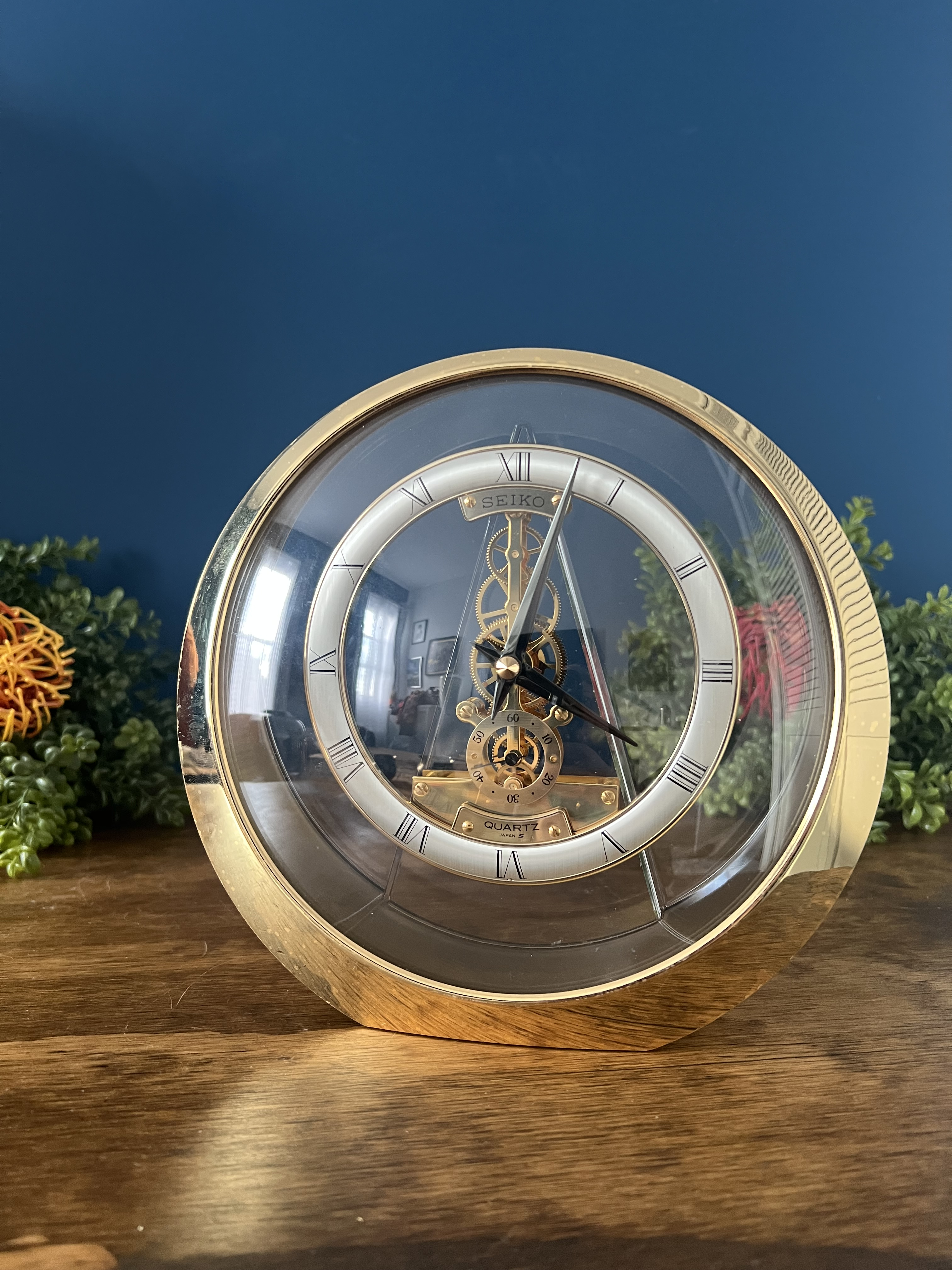 1990s Contemporary Seiko Skeleton Clock | Chairish