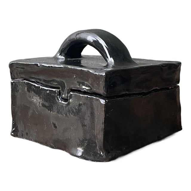 Vintage Original Slab Built Studio Pottery Lidded Box For Sale