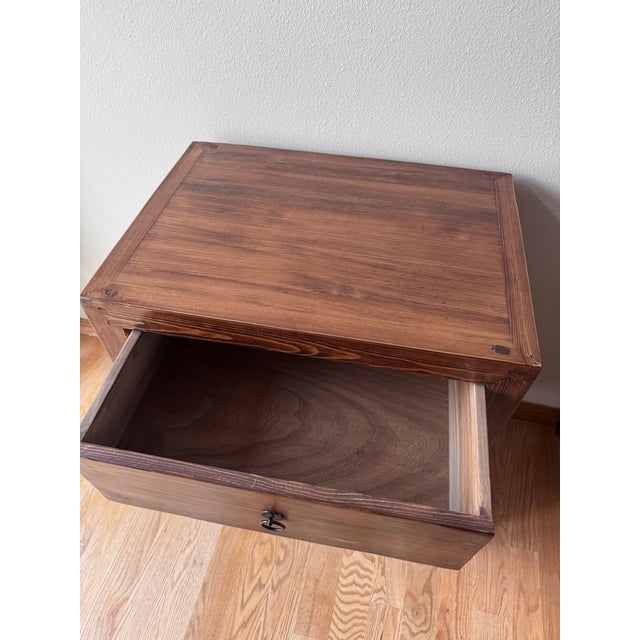 Pair of Circa Loft Rustic Wood Three-Drawer Bedside Chests For Sale - Image 4 of 9