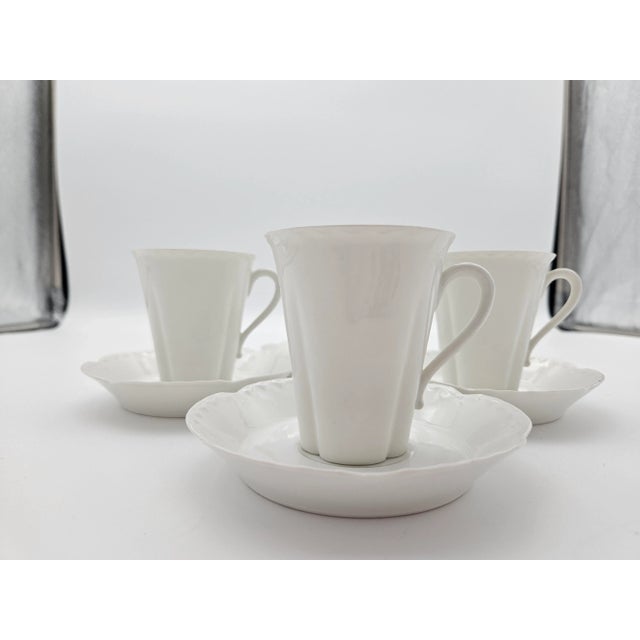 Limoges, France 1940s Limoges Demitasse Cups With Saucers Set- 8 Pieces For Sale - Image 4 of 7