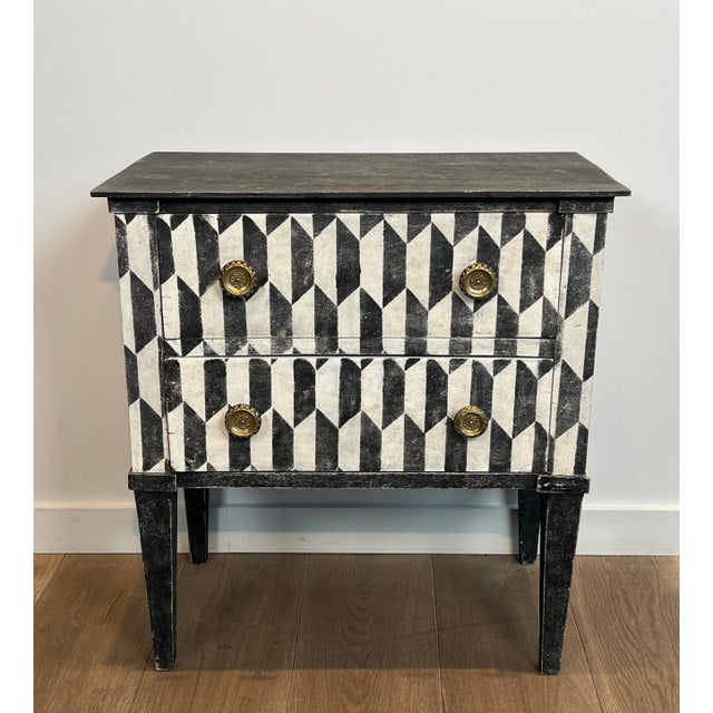 Mid 19th Century Small Italian chest of drawers with patina and trompe-l'oeil painting For Sale - Image 12 of 12