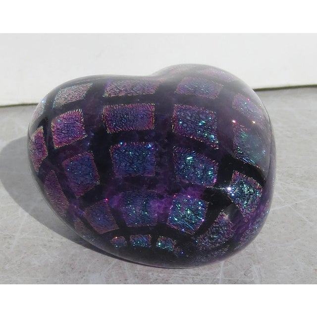 Held Art Glass Heart Paper Weight For Sale - Image 4 of 7