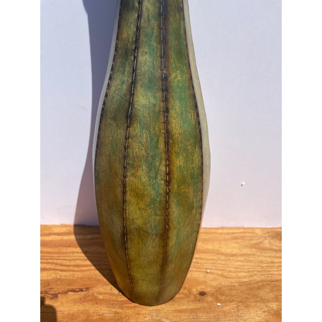 Modern 1990s Tall Decorative Flower Vase Steel With Rusted Aged Bronze Finish Green Modern Rustic Industrial For Sale - Image 3 of 3