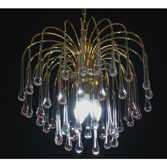 1980s Lady Grace, Chandelier With Pink and Transparent Pendants, Murano Glass For Sale - Image 10 of 15
