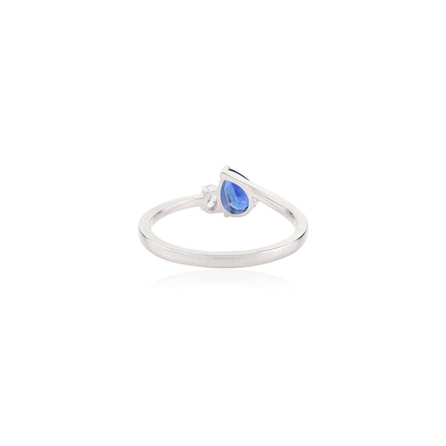 Toi Et Moi Blue Sapphire & Diamond Statement Ring Made in 14k Gold Size 6.5 For Sale In New York - Image 6 of 10