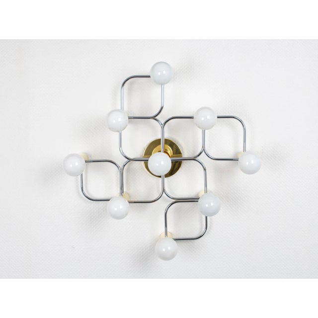 Leola Flush Mount in Brass & Chrome by Sciolari, Germany, 1970s For Sale - Image 6 of 7