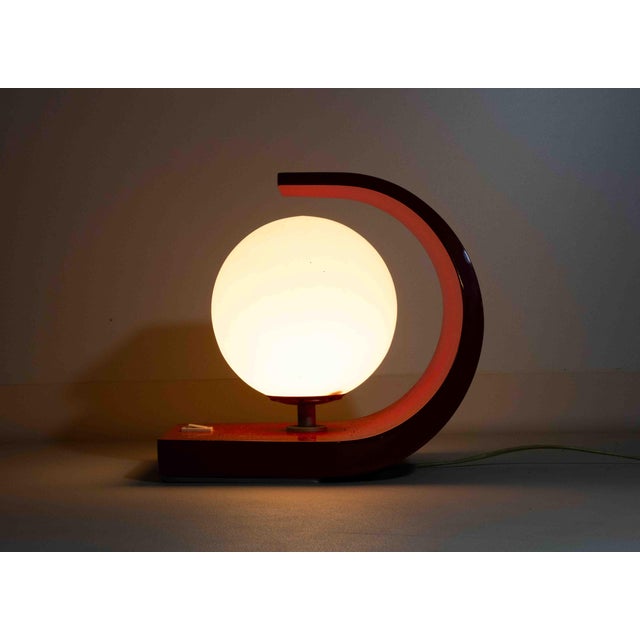 Space Age Orb Table Lamp in Red Laminate Casing, Italy, 1960s For Sale - Image 10 of 10
