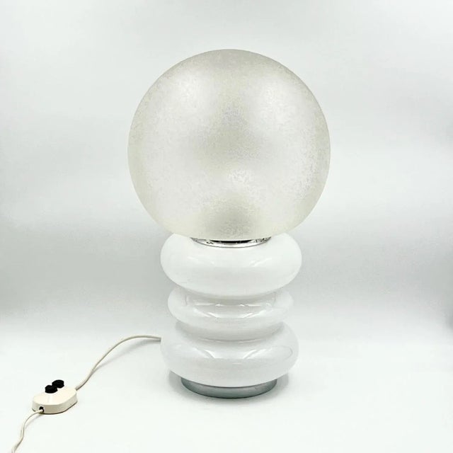 Large Murano Handmade Glass Table Lamp with Ice Crystal Effect, 1960s For Sale - Image 10 of 11