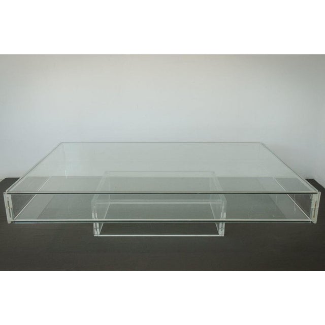 Large Modernist Glass and Acrylic Glass Coffee Table, 1970s For Sale - Image 18 of 18