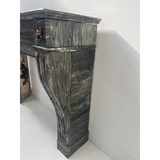 Napoleon III Fireplace in Blue Turquin Marble, 1800s For Sale - Image 5 of 18