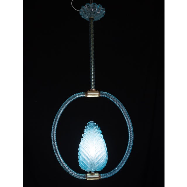 Blue Jewel Murano Glass Pendant by Barovier E Toso, 1950s For Sale - Image 9 of 12